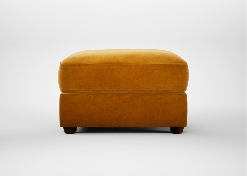 Tailor Rectangular Footstool Smart Luxe Velvet Cognac / Walnut Stained
