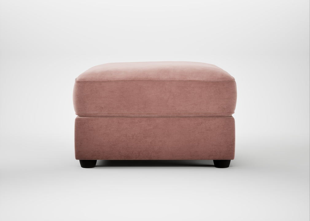 Tailor Rectangular Footstool Smart Luxe Velvet Dusky Pink / Black