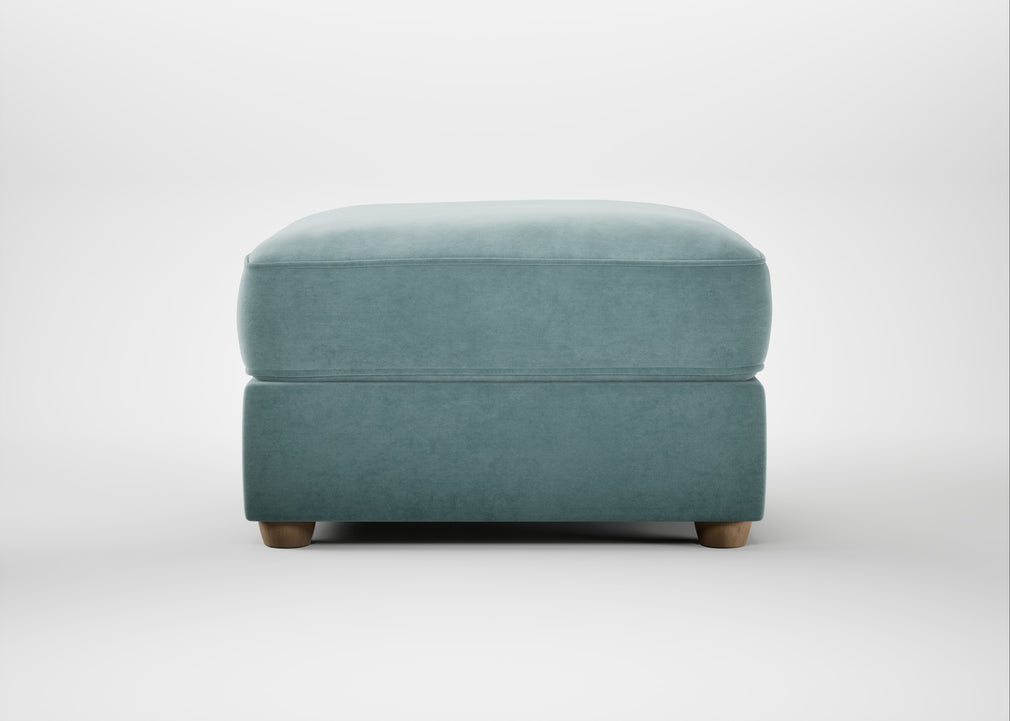 Tailor Rectangular Footstool Smart Luxe Velvet Mineral Blue / Natural