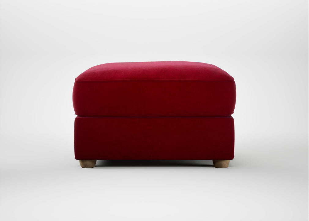 Tailor Rectangular Footstool Smart Luxe Velvet Mulberry / Natural