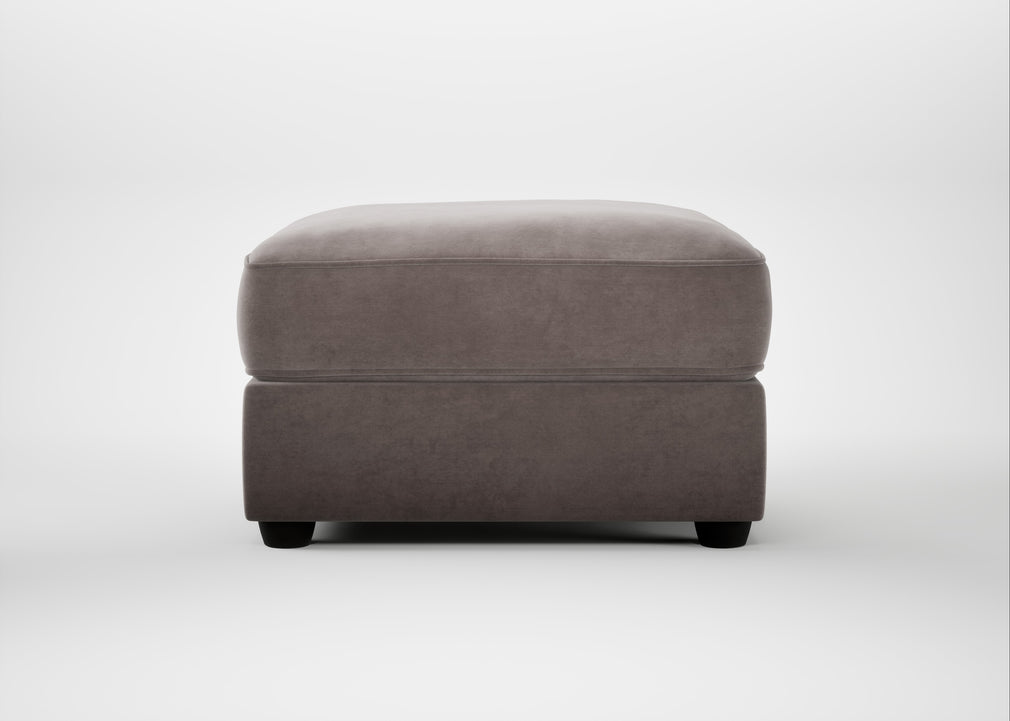 Tailor Rectangular Footstool Smart Luxe Velvet Mushroom / Black