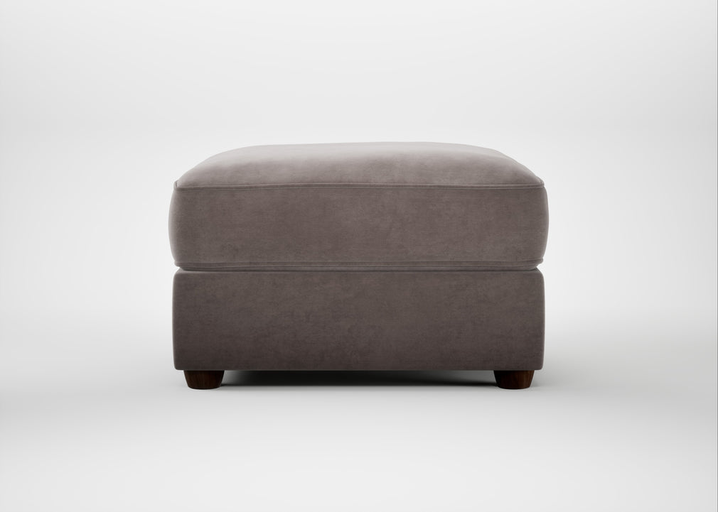 Tailor Rectangular Footstool Smart Luxe Velvet Mushroom / Walnut Stained