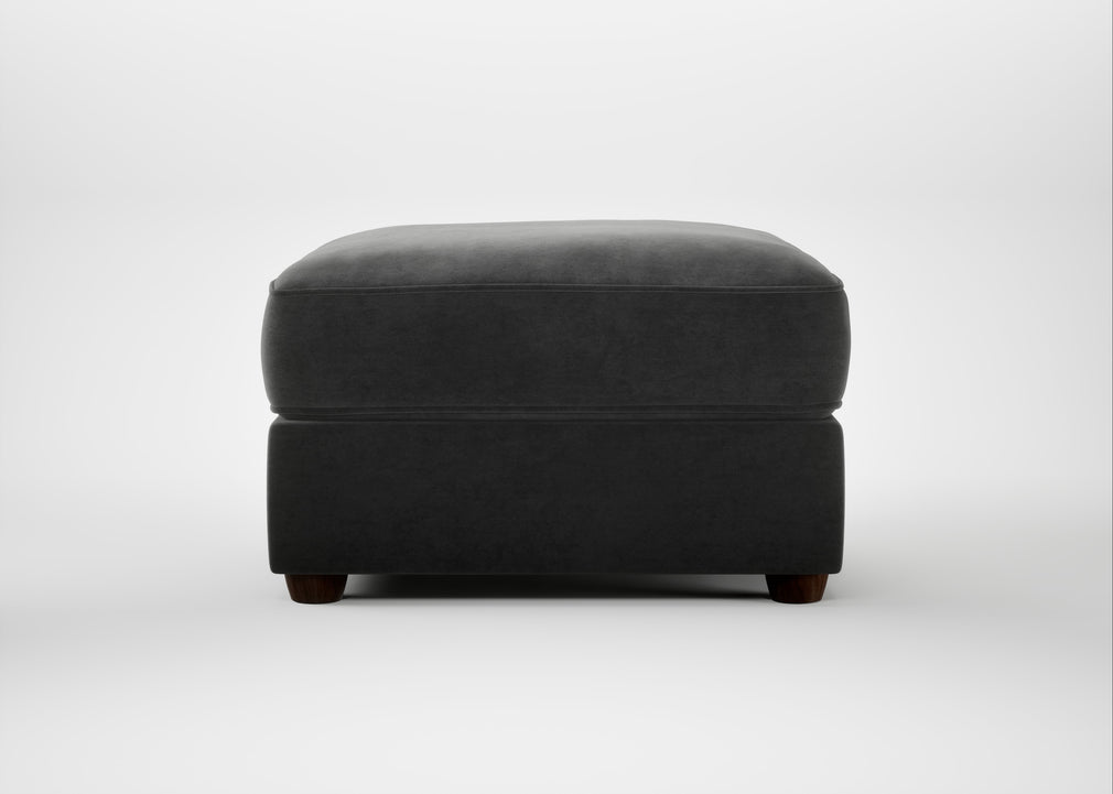 Tailor Rectangular Footstool Smart Luxe Velvet Nickel / Walnut Stained