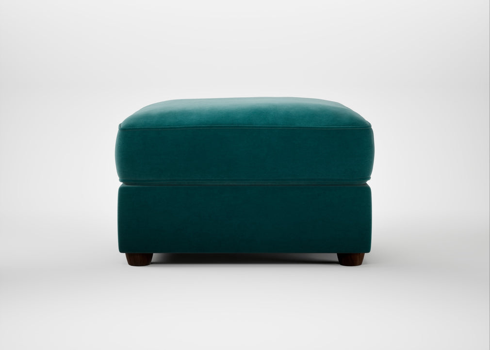Tailor Rectangular Footstool Smart Luxe Velvet Ocean Green / Walnut Stained