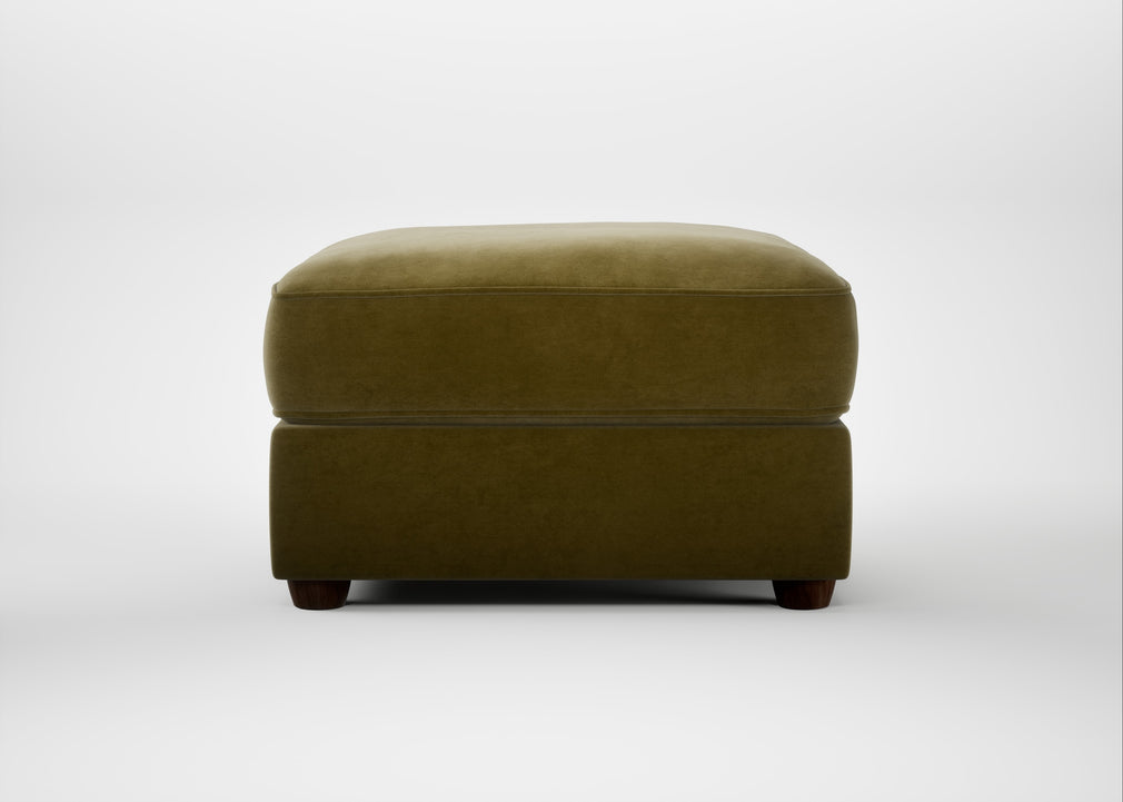 Tailor Rectangular Footstool Smart Luxe Velvet Peridot / Walnut Stained