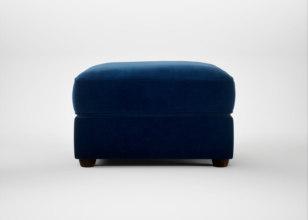 Tailor Rectangular Footstool Smart Velvet Dusk / Walnut Stained