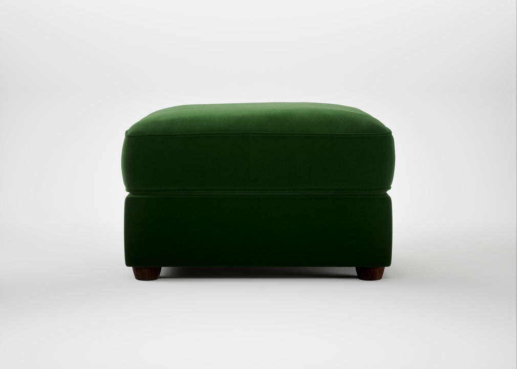 Tailor Rectangular Footstool Smart Velvet Forest / Walnut Stained