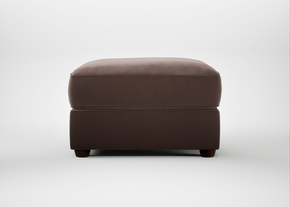 Tailor Rectangular Footstool Smart Velvet Mouse / Walnut Stained