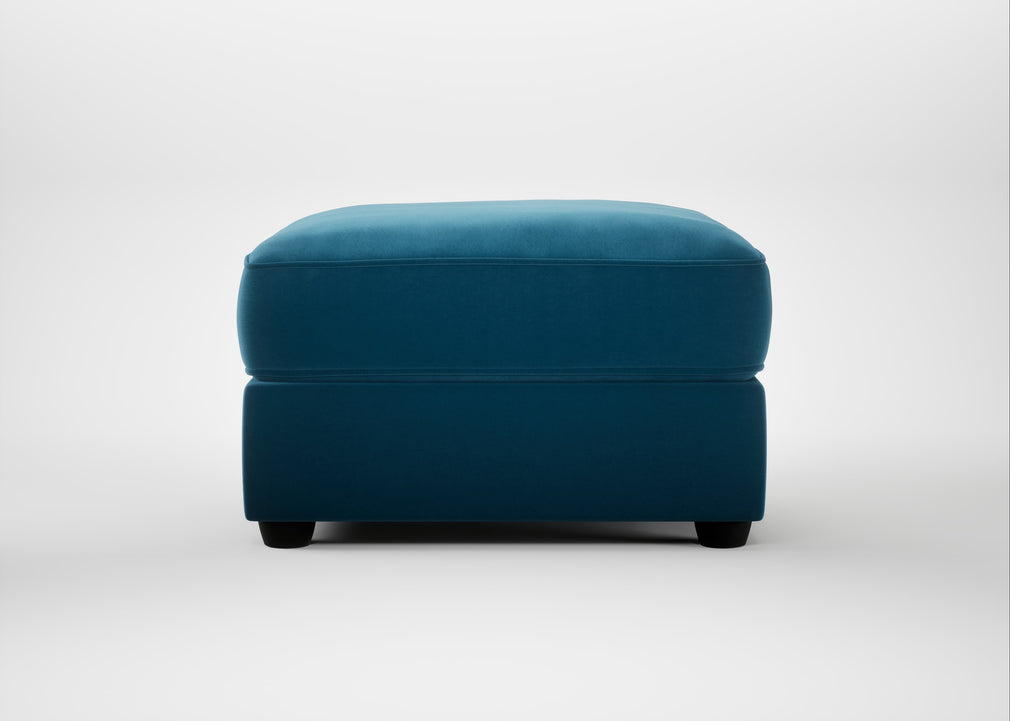 Tailor Rectangular Footstool Smart Velvet Ocean Blue / Black