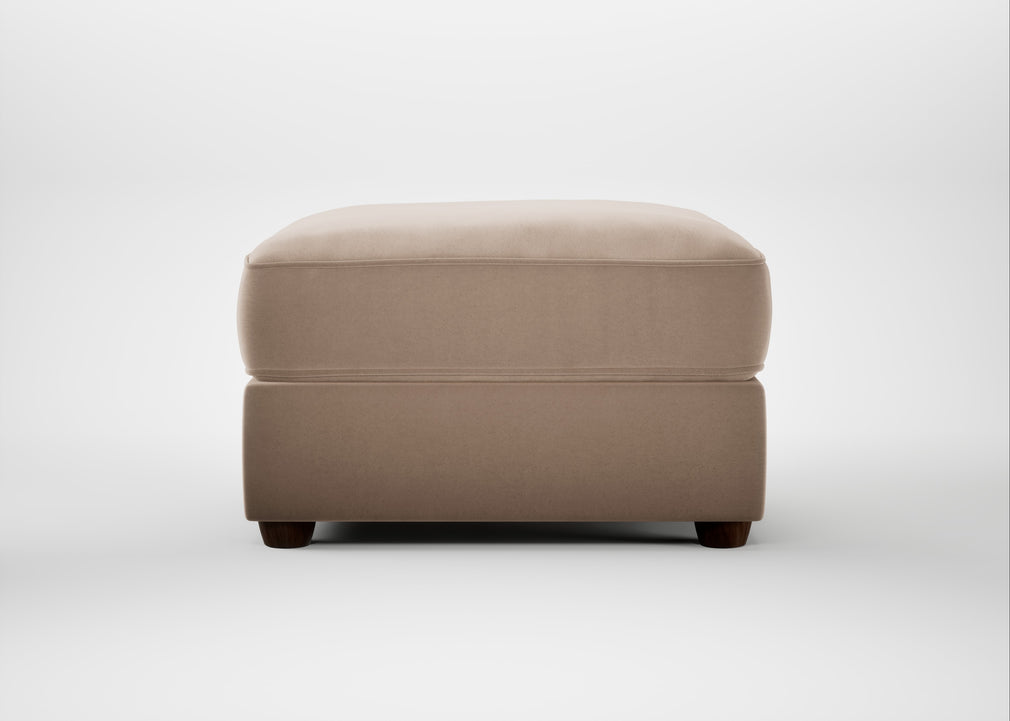 Tailor Rectangular Footstool Smart Velvet Pebble / Walnut Stained