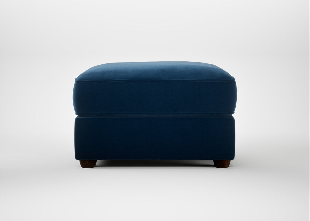 Tailor Rectangular Footstool Smart Velvet Petrol / Walnut Stained