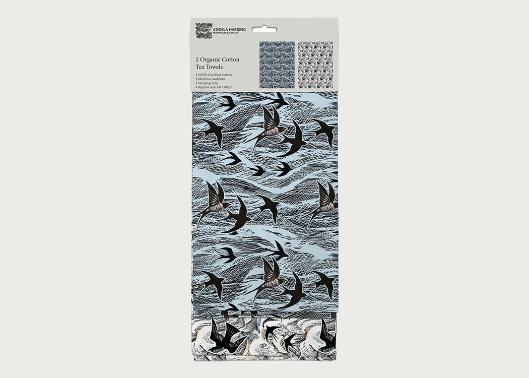 Tea Towel Pack of 2 Swallow and Wave