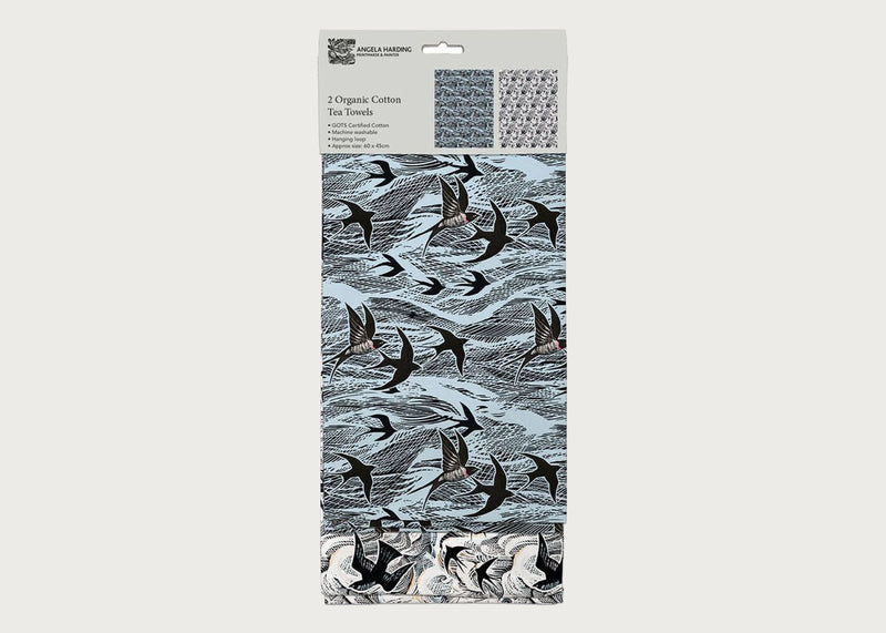 Tea Towel Pack of 2 Swallow and Wave
