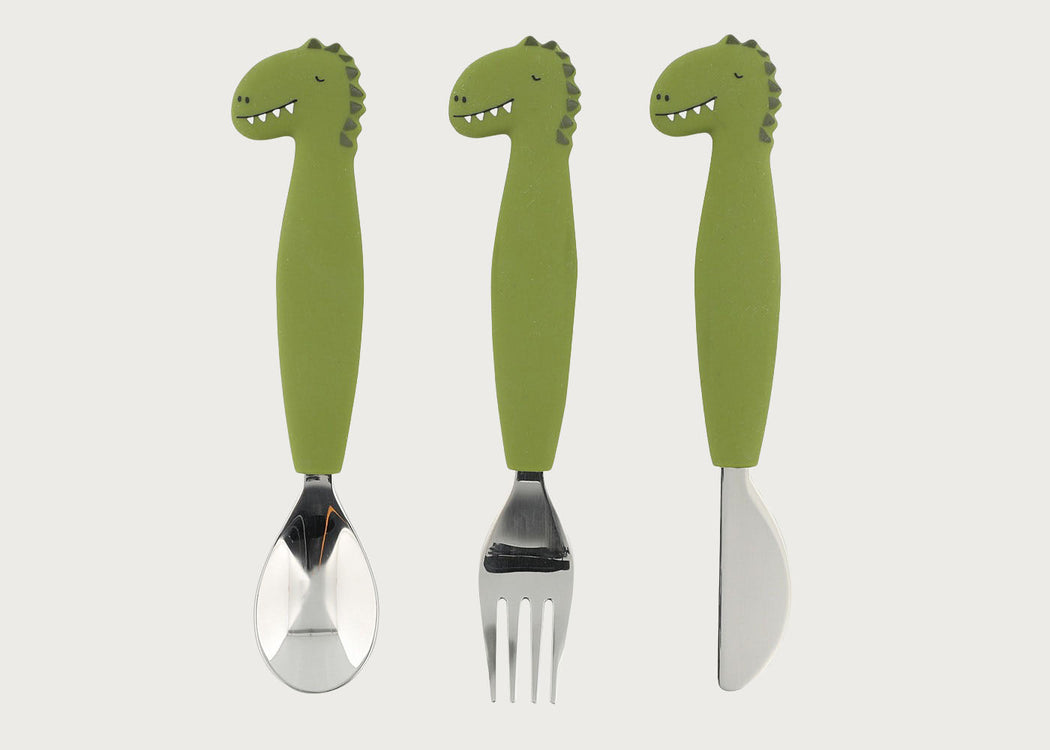 Mr. Dino Silicone Cutlery Set 3-Pack