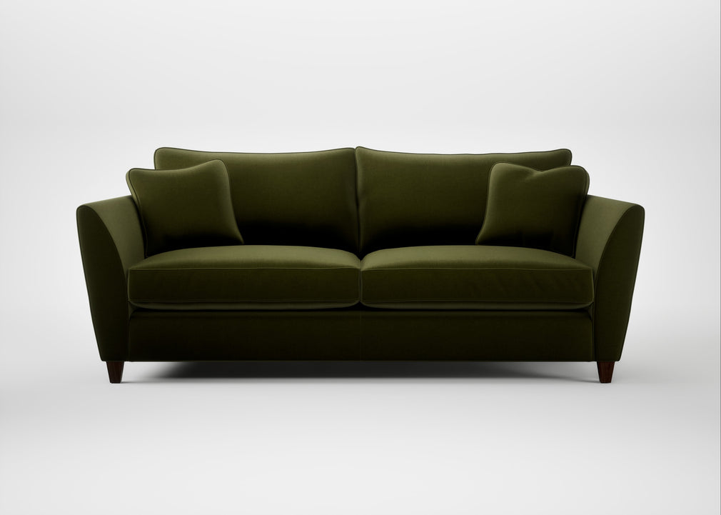 Torino 4 Seater Sofa Cotton Velvet Evergreen / Walnut Stained