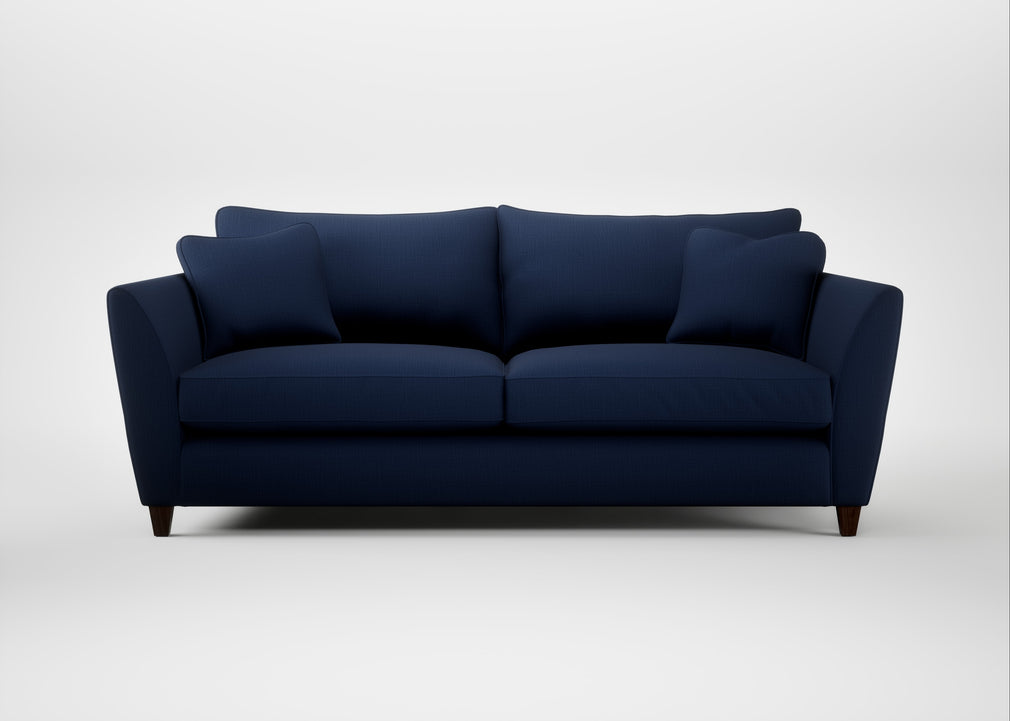 Torino 4 Seater Sofa Smart Cotton Linen Indigo / Walnut Stained