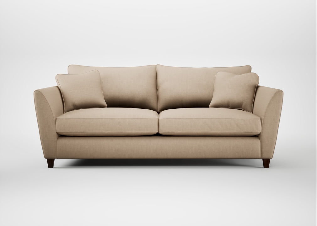 Torino 4 Seater Sofa Smart Cotton Linen Rice / Walnut Stained
