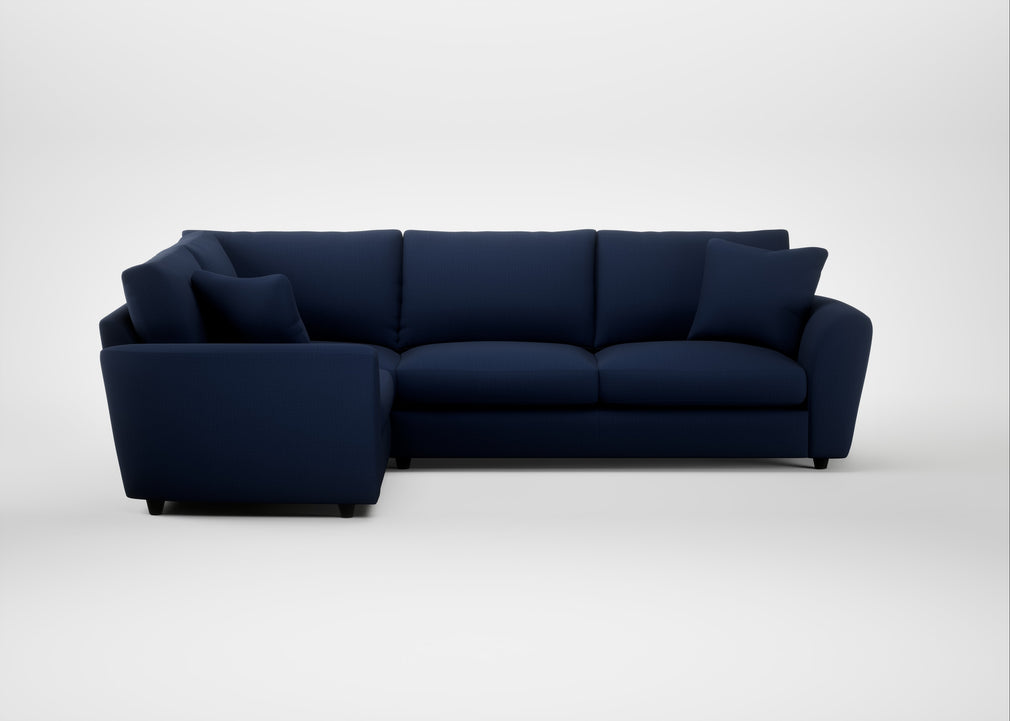 Snooze Left Hand Facing Corner Sofa Smart Cotton Linen Indigo