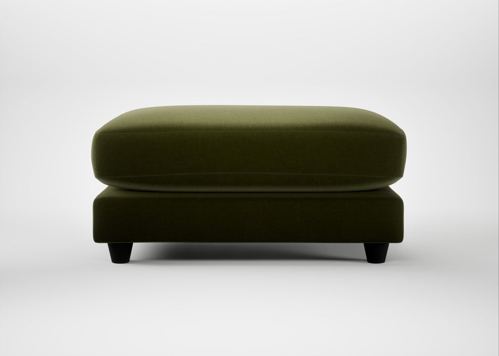 Snooze Footstool Cotton Velvet Evergreen