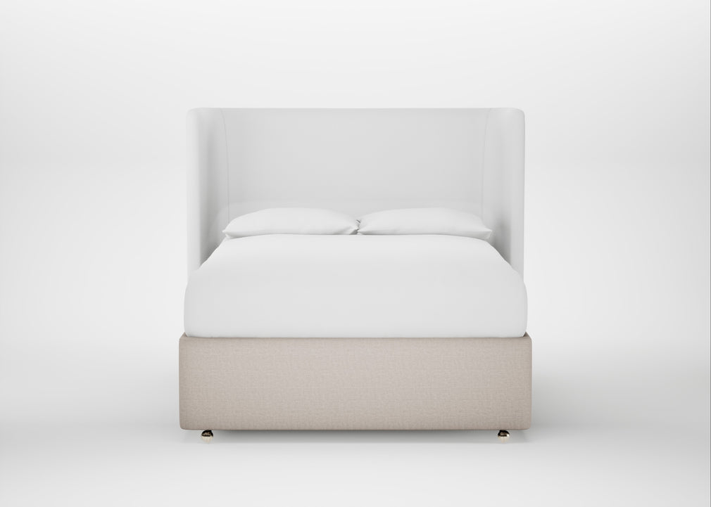 Deep Divan Bed Base Double / 2 Footend / Capelo Linen-Cotton Sesame