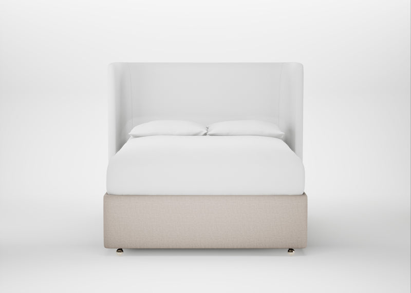 Deep Divan Bed Base Double / 2 Footend / Capelo Linen-Cotton Sesame