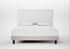 Shallow Divan Bed Base Super King / Capelo Linen-Cotton Sesame / Dark Solid Wood