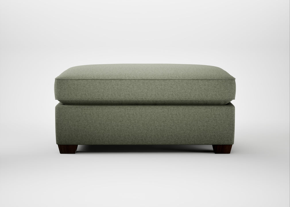 Torino Footstool Capelo Linen-Cotton Sage / Walnut Stained