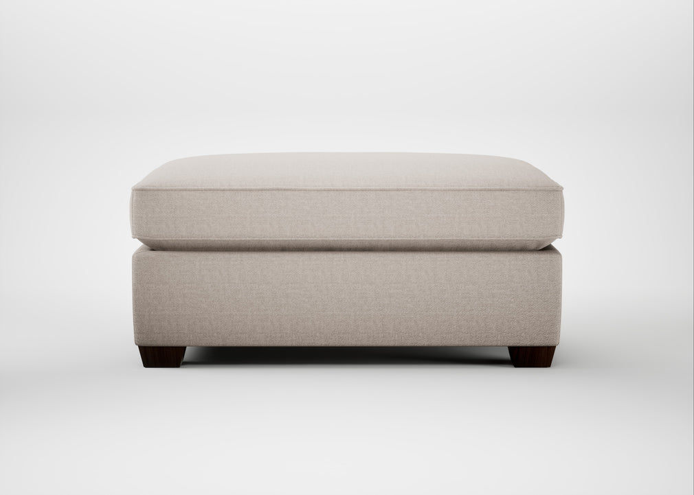 Torino Footstool Capelo Linen-Cotton Sesame / Walnut Stained