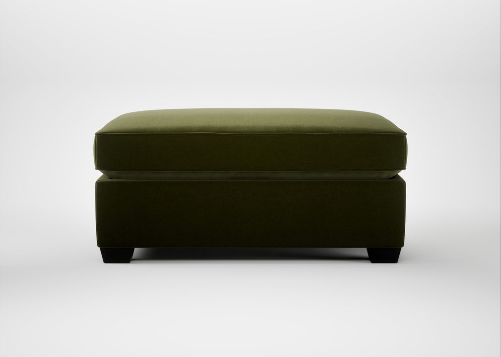 Torino Footstool Cotton Velvet Evergreen / Black