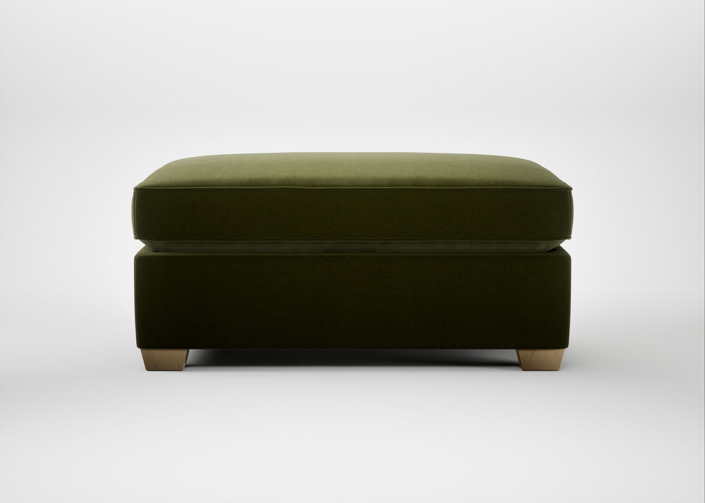 Torino Footstool Cotton Velvet Evergreen / Natural