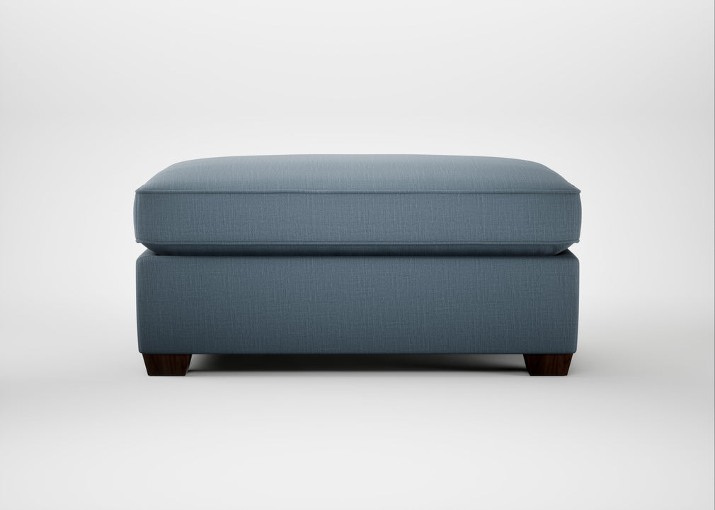 Torino Footstool Smart Cotton Linen Celestial / Walnut Stained