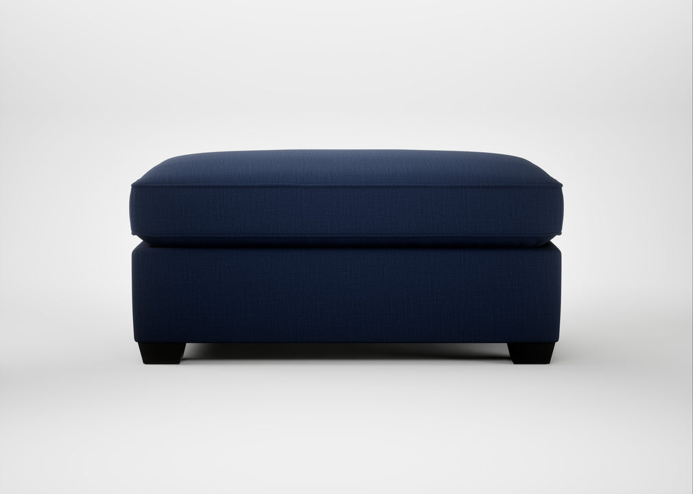 Torino Footstool Smart Cotton Linen Indigo / Black