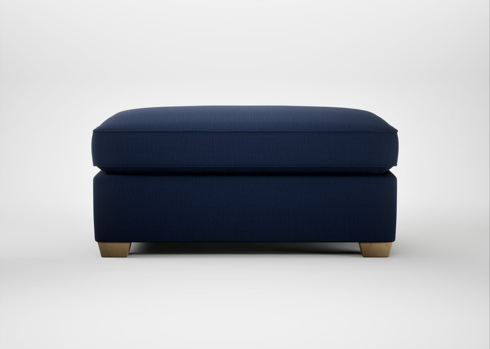 Torino Footstool Smart Cotton Linen Indigo / Natural