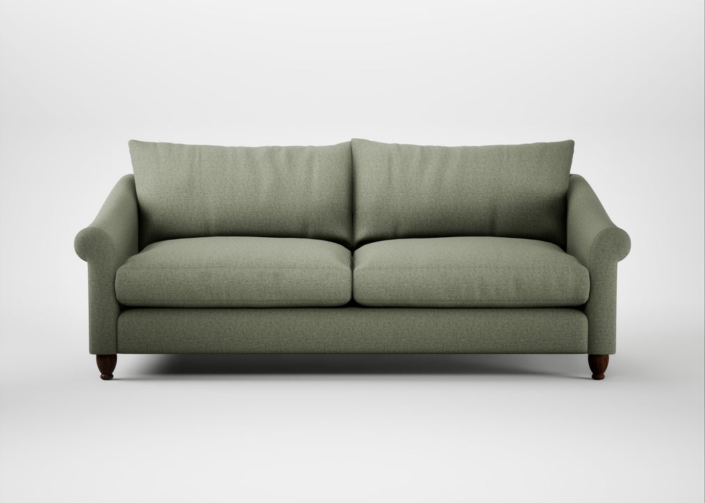 Devon 4 Seater Sofa Capelo Linen-Cotton Sage / Walnut Stained