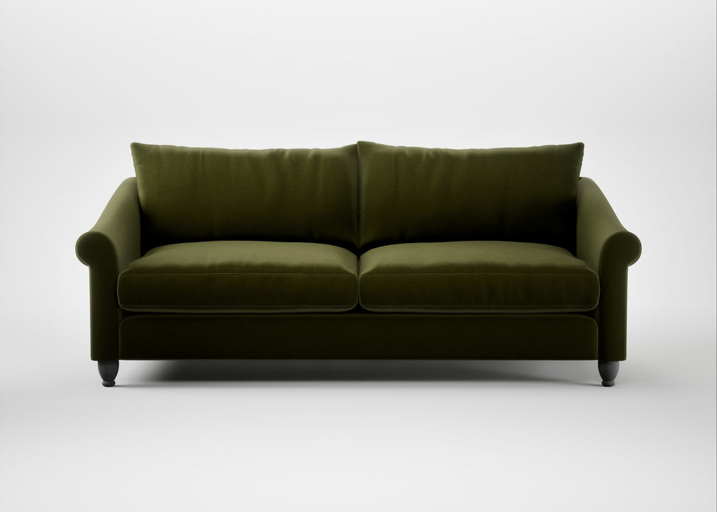 Devon 4 Seater Sofa Cotton Velvet Evergreen / Natural