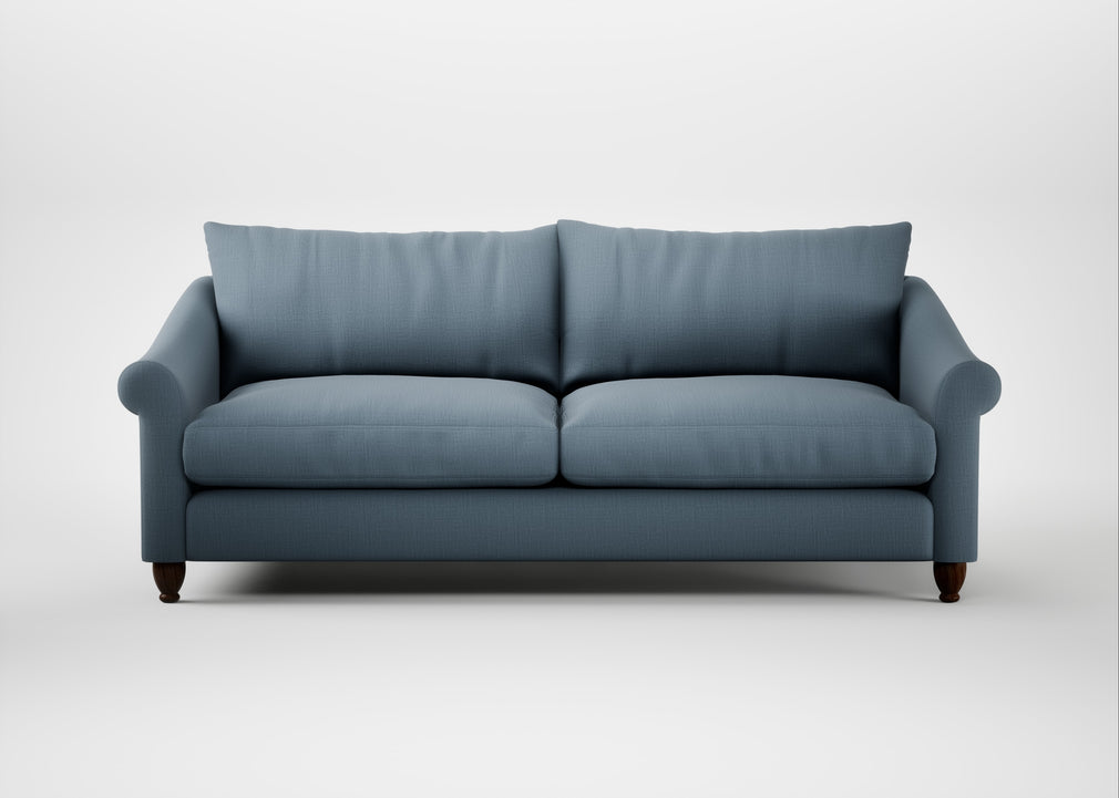 Devon 4 Seater Sofa Smart Cotton Linen Celestial / Walnut Stained