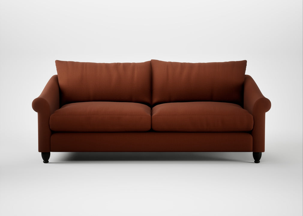Devon 4 Seater Sofa Smart Cotton Linen Rust / Black