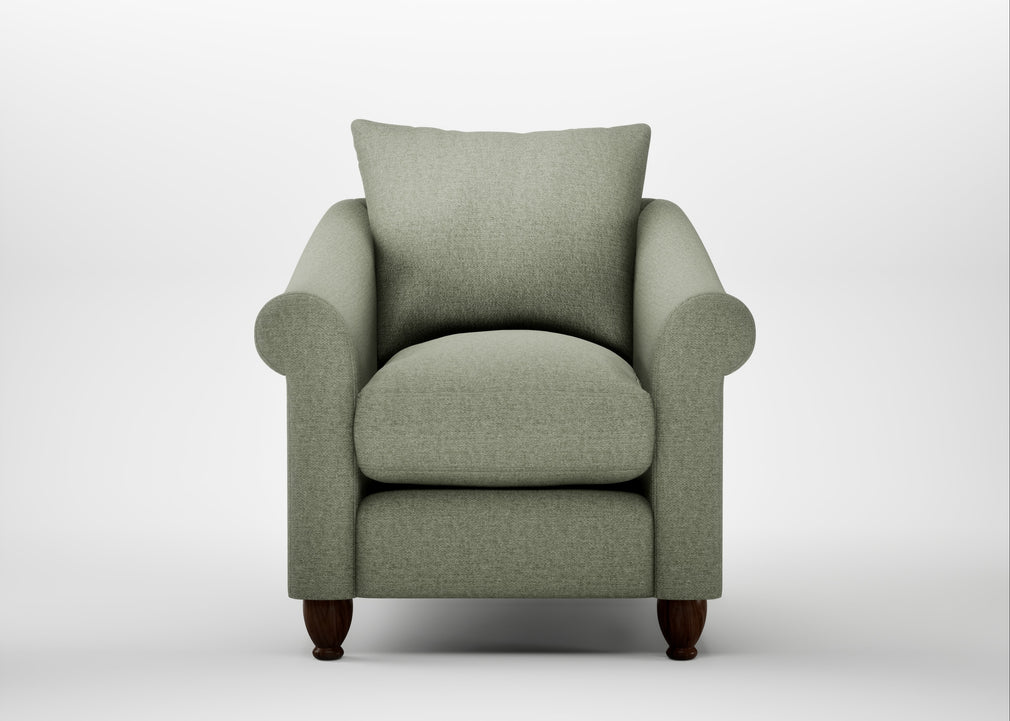 Devon Armchair Capelo Linen-Cotton Sage / Walnut Stained