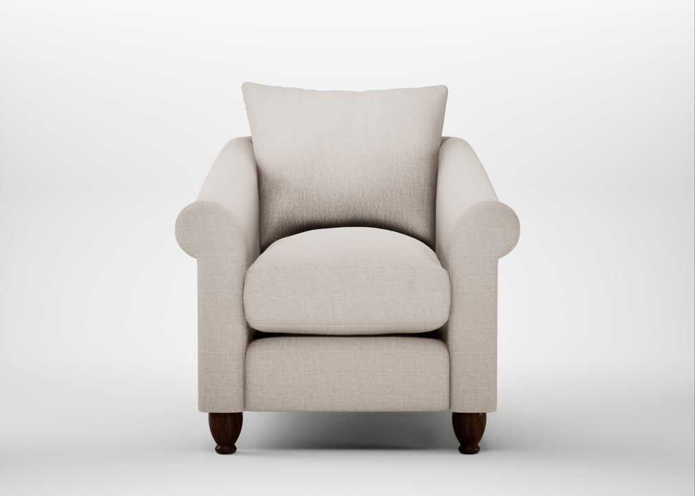 Devon Armchair Capelo Linen-Cotton Sesame / Walnut Stained