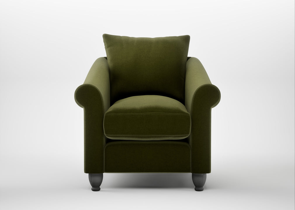 Devon Armchair Cotton Velvet Evergreen / Natural