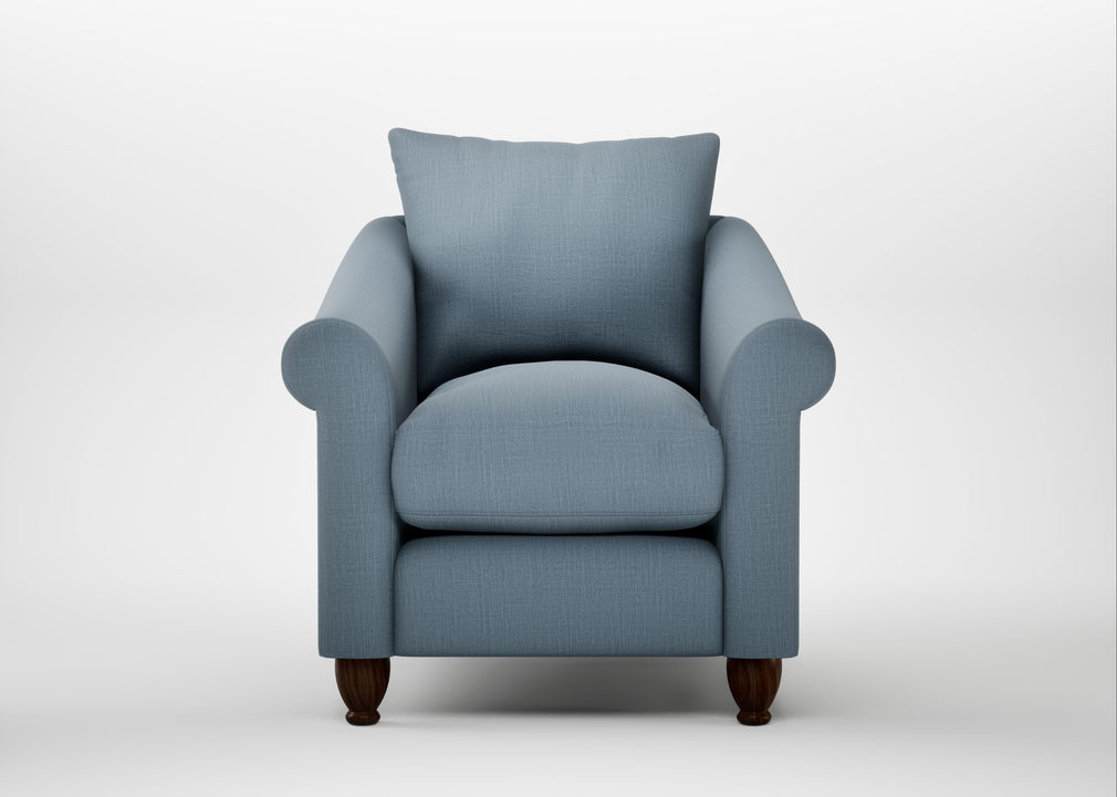 Devon Armchair Smart Cotton Linen Celestial / Walnut Stained