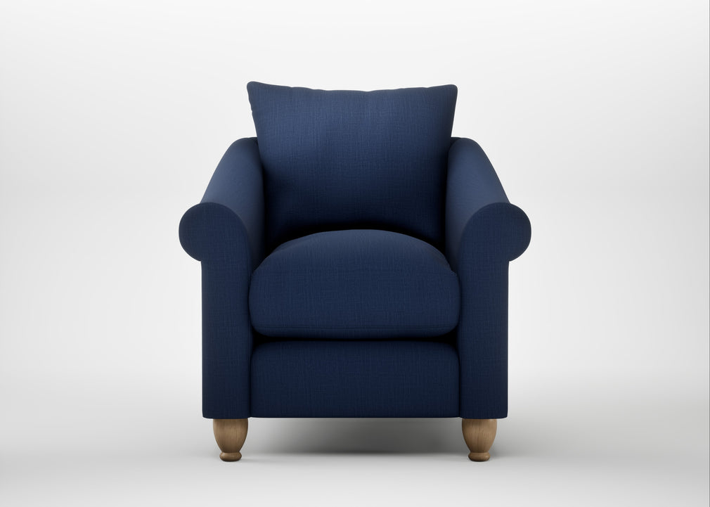 Devon Armchair Smart Cotton Linen Indigo / Natural