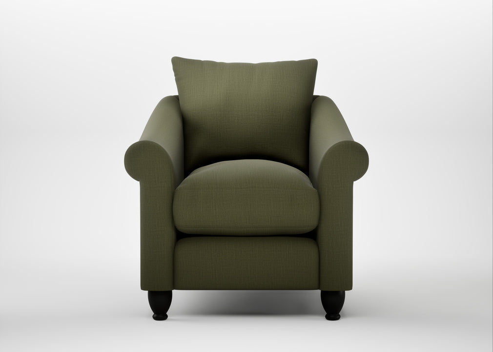 Devon Armchair Smart Cotton Linen Myrtle / Black