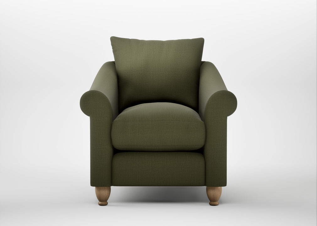 Devon Armchair Smart Cotton Linen Myrtle / Natural