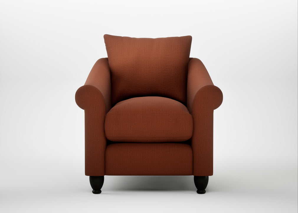 Devon Armchair Smart Cotton Linen Rust / Black