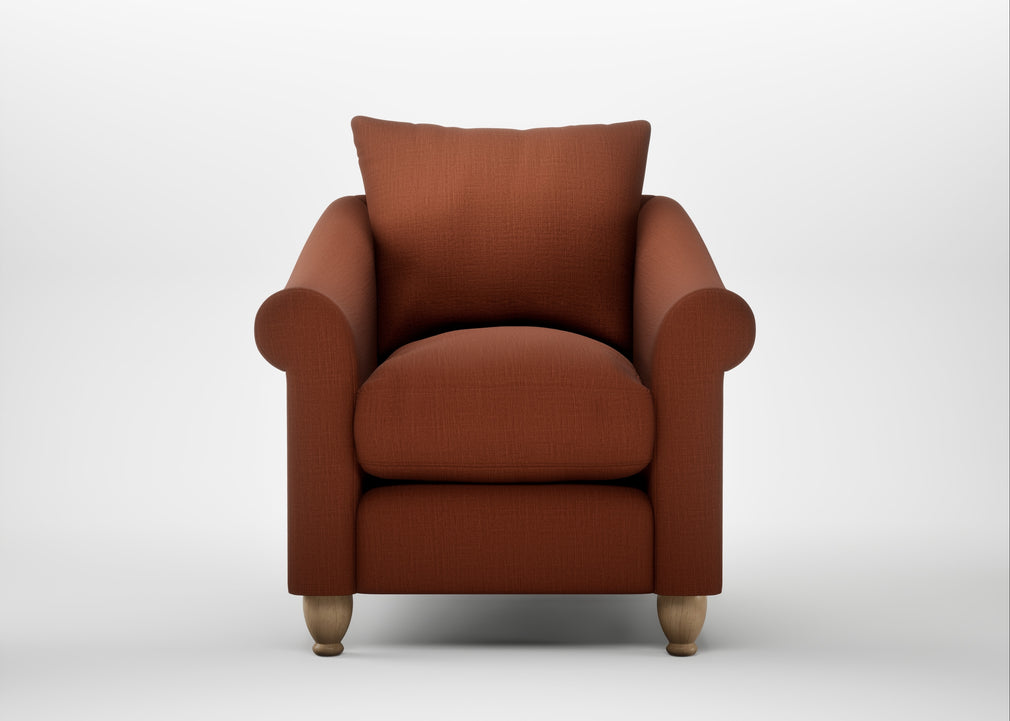 Devon Armchair Smart Cotton Linen Rust / Natural