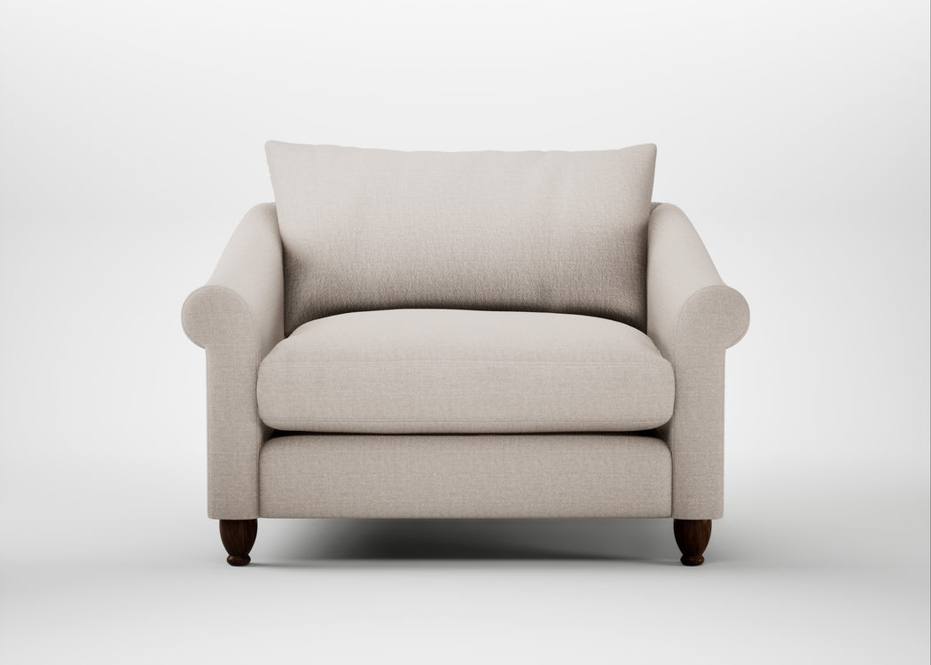 Devon Loveseat Capelo Linen-Cotton Sesame / Walnut Stained
