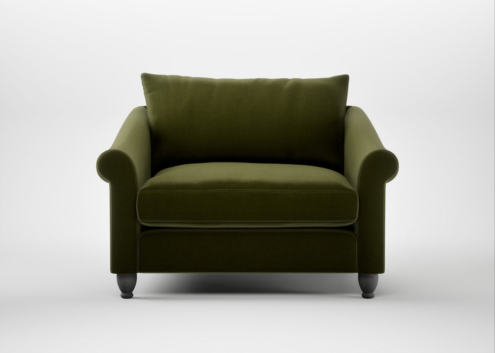 Devon Loveseat Cotton Velvet Evergreen / Natural