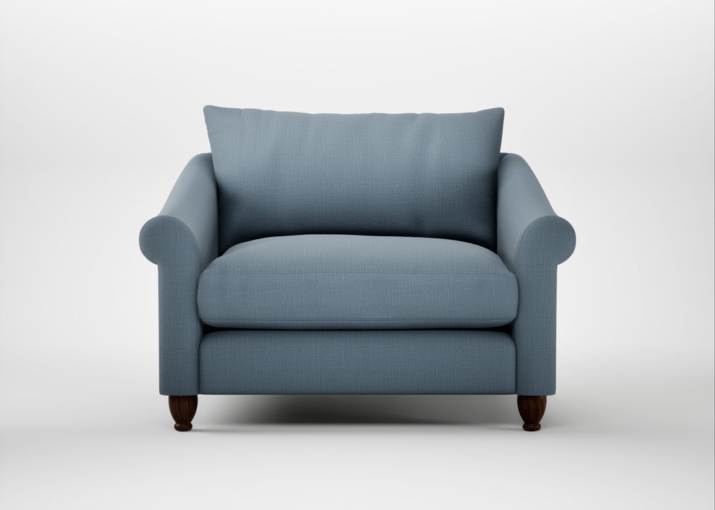Devon Loveseat Smart Cotton Linen Celestial / Walnut Stained