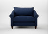 Devon Loveseat Smart Cotton Linen Indigo / Walnut Stained